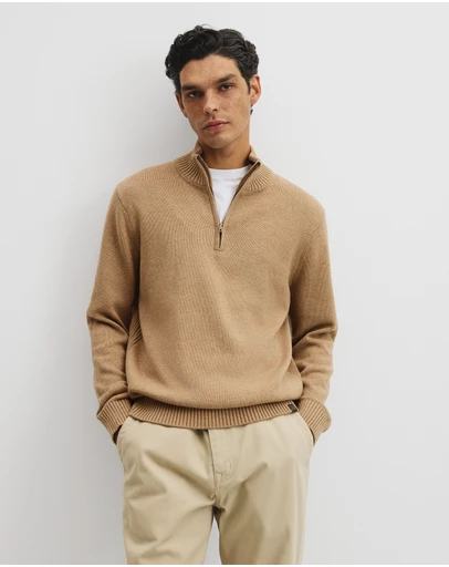 Country Road - Australian Good Earth Cotton Half Zip Knit