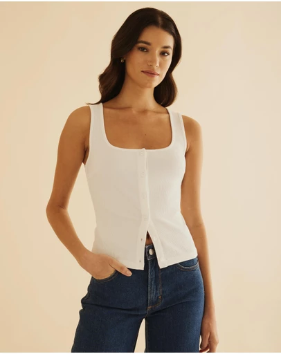 Atmos&Here - Blair Scoop Button Front Tank