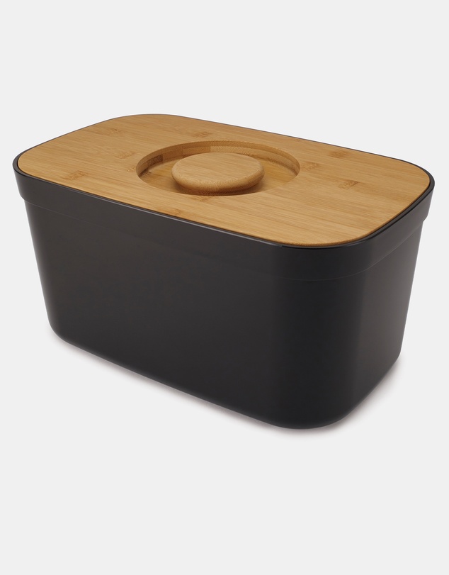 Joseph Joseph - Bread Bin with Bamboo Cutting Board Lid - Black