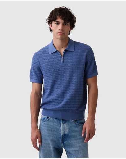 GAP - SS Textured Zip Polo