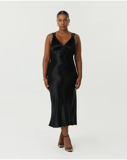 Third Form - Satin Gather Bra Bias Slip Dress
