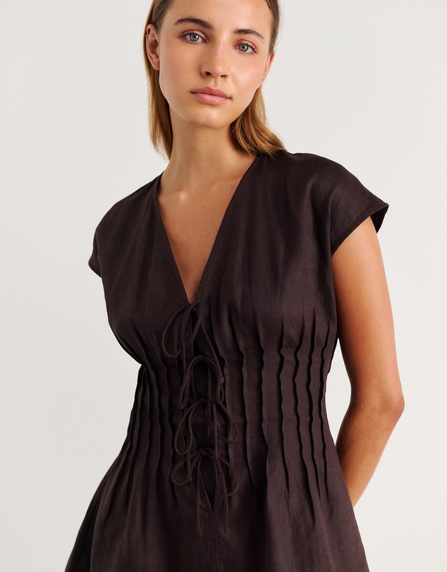 Jag - Delphine Pintuck Linen Mini Dress