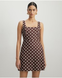 AERE - Tessa Polka Dot Linen Mini Dress