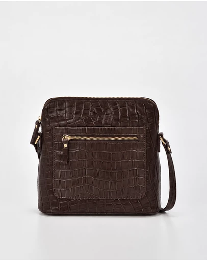Cobb & Co - Kingsley Croc Leather RFID Safe Crossbody