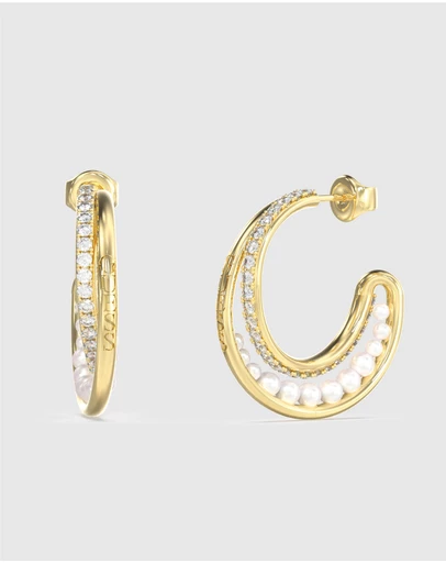 GUESS - Gold-Tone Tiny Pearly Hoop Earrings