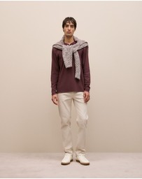 Trenery - Cotton Henley in Fudge