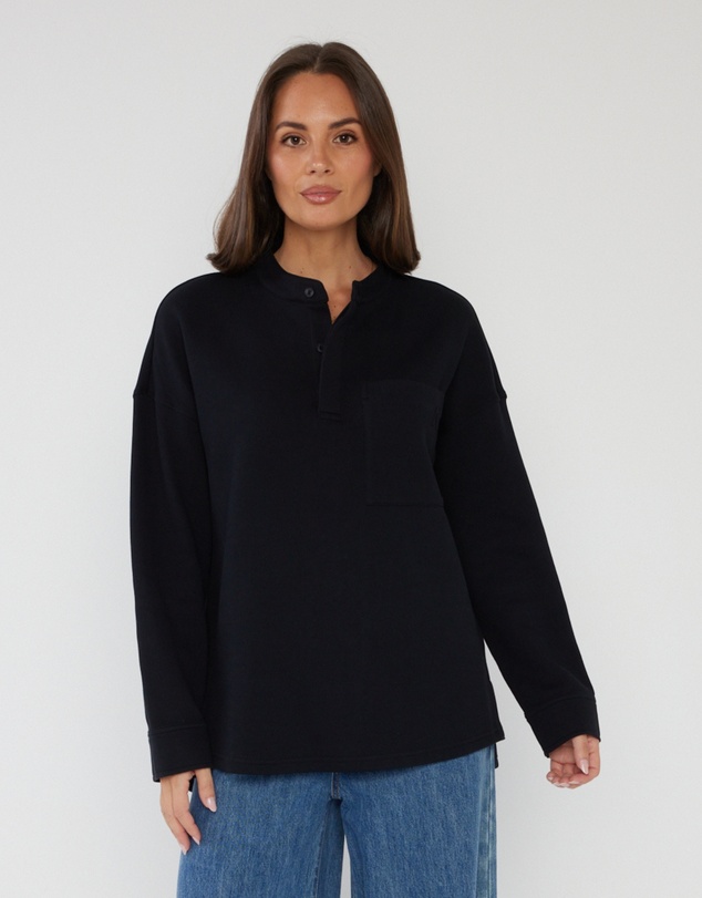 ALEXANDRA - Henley Jumper Black