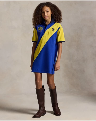 Polo Ralph Lauren - Color-Blocked Big Pony Mesh Polo Dress - Teens