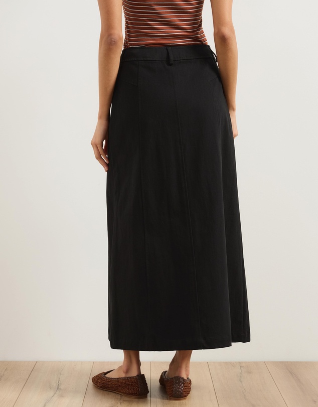 Atmos&Here - Lia A-Line Midi Skirt In Chambray