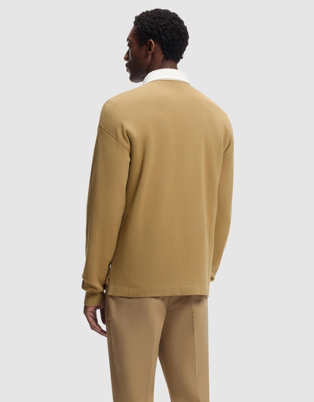 BOSS - Contrast-Collar Sweater in Cotton and Virgin Wool