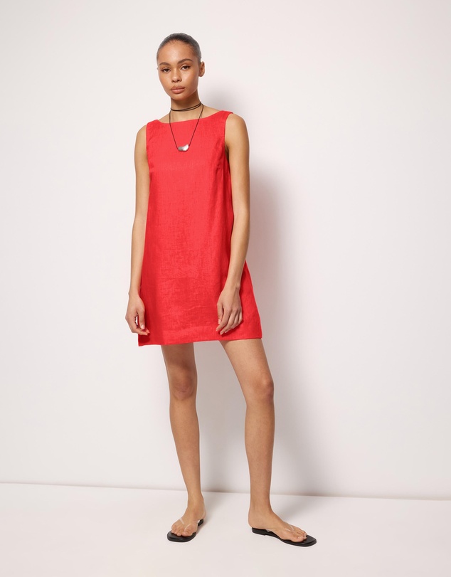 AERE - Indra Boat Neck Linen Mini Dress