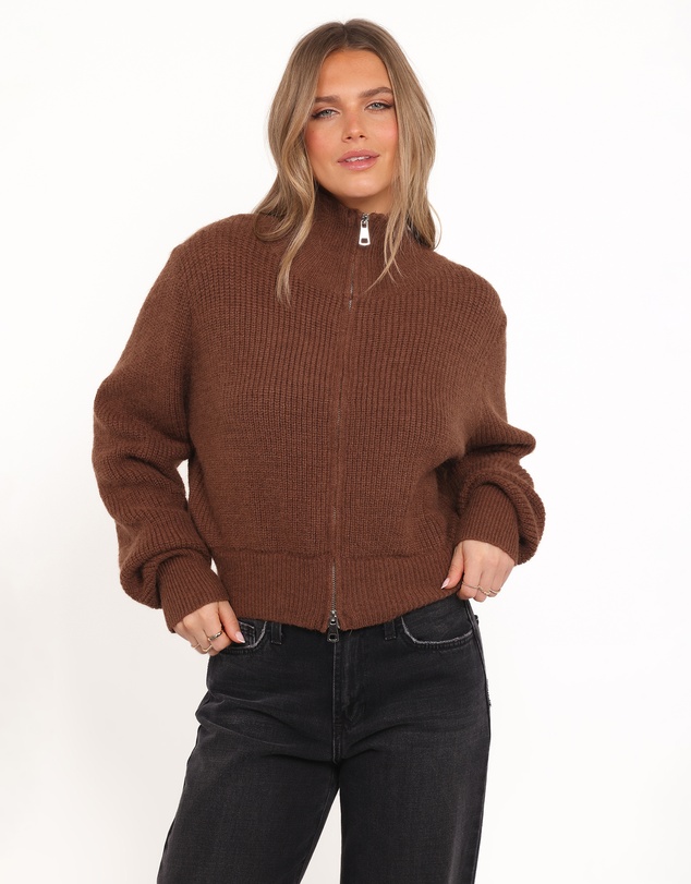 Petal & Pup - Kourtney Zip Cardigan - Brown