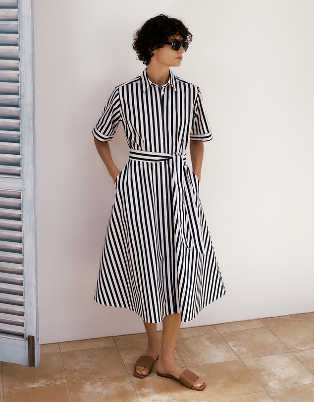 Trenery - Cotton Poplin Stripe Shirt Dress in Night Sky