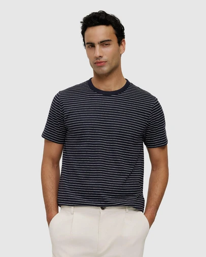 Trenery - Linen Cotton Jersey Stripe T-shirt