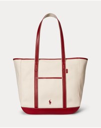Polo Ralph Lauren - Leather-Trim Canvas Medium Shopper Tote
