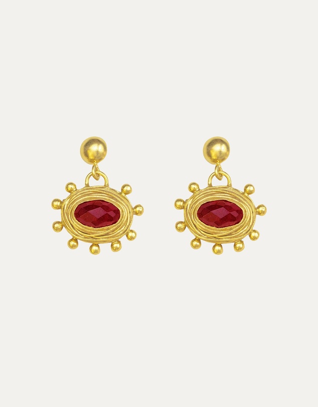 Ottoman Hands - Zand Ruby Drop Earrings
