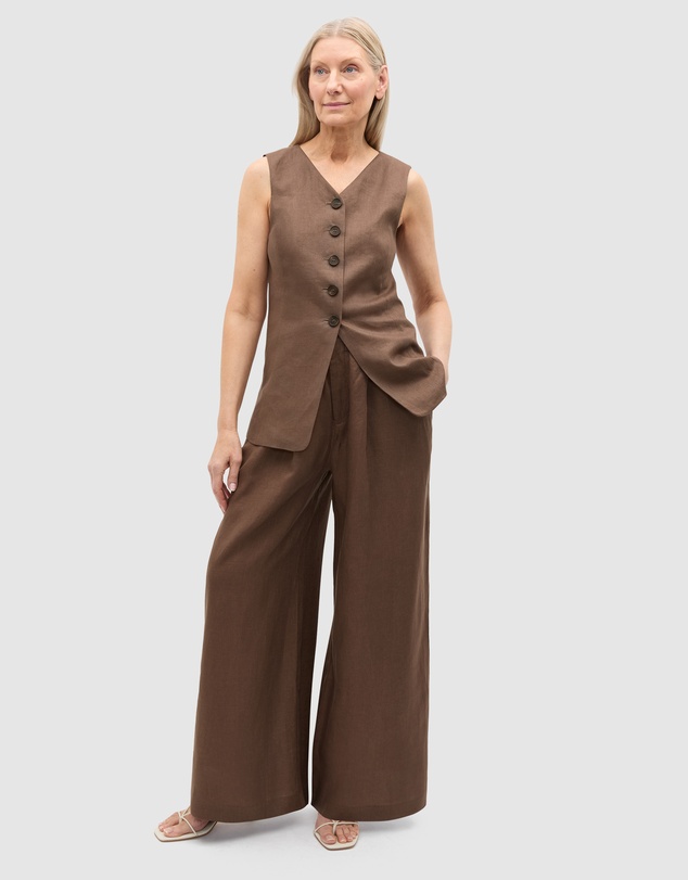 Seed Heritage - Linen Longline Button Vest