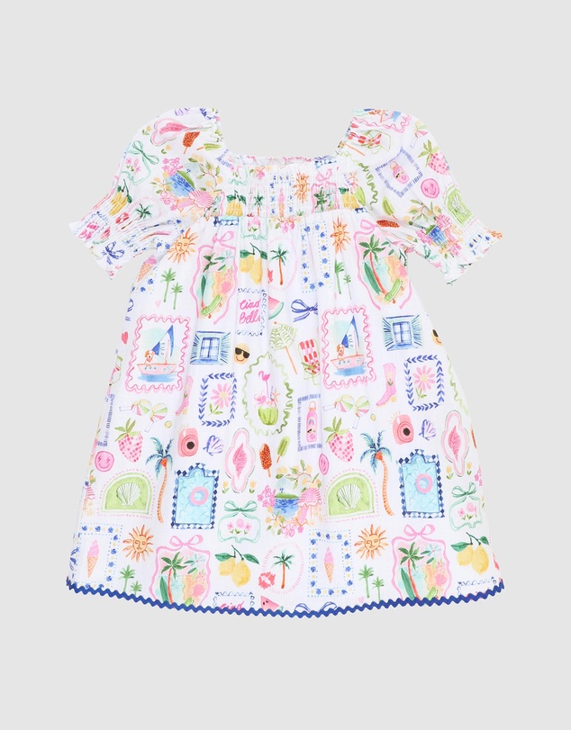 Fox & Finch - Summer Vacay Print Ric Rac Dress - Kids