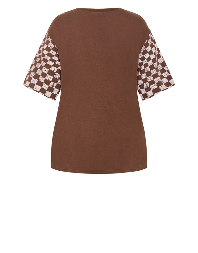 City Chic - Plus size Ink & Essence Oversized Cotton Tee - chocolate