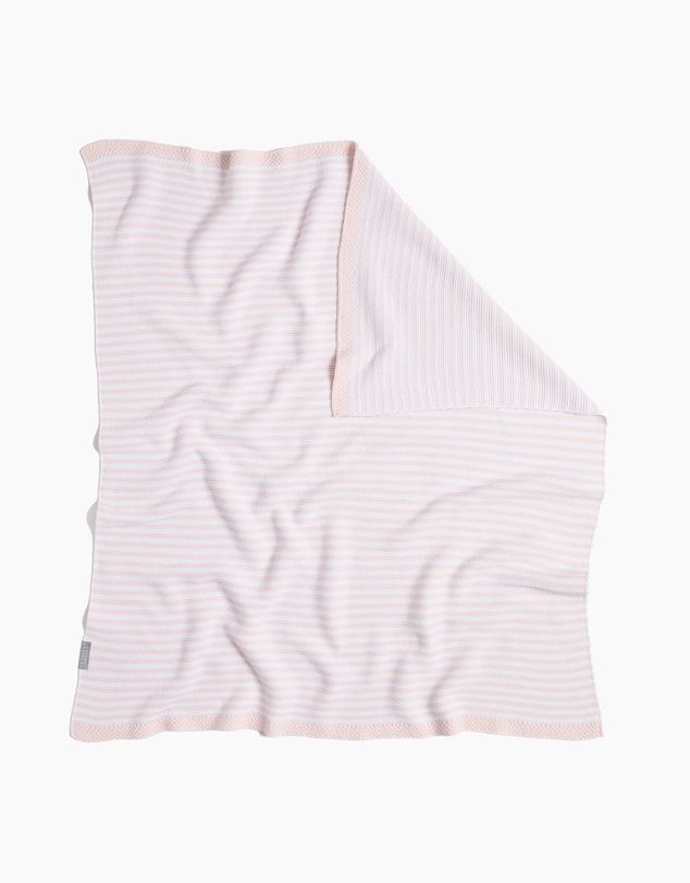 Living Textiles - 100% Cotton Knit Stripe Blanket - Blush/white