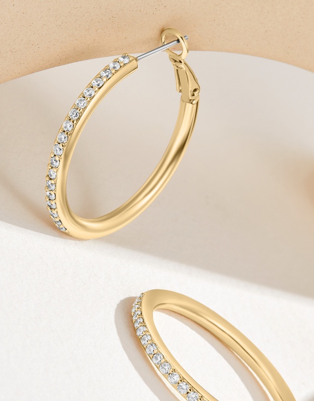 Mestige - Bailee Hoops Earrings embellished with crystals by Swarovski® - 18K Gold Plated