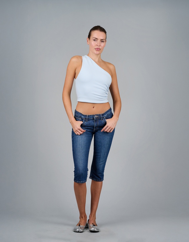 Love and Nostalgia - Roller Girl Top - Light Blue / White