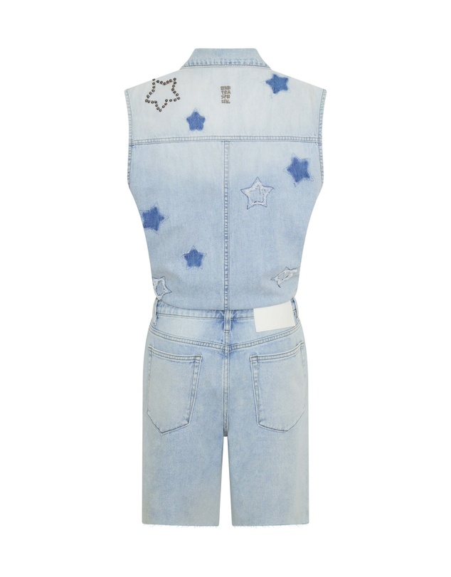 ONE TEASPOON - Jackson Boyfriend Mini Denim Jumpsuit - Soft Blue