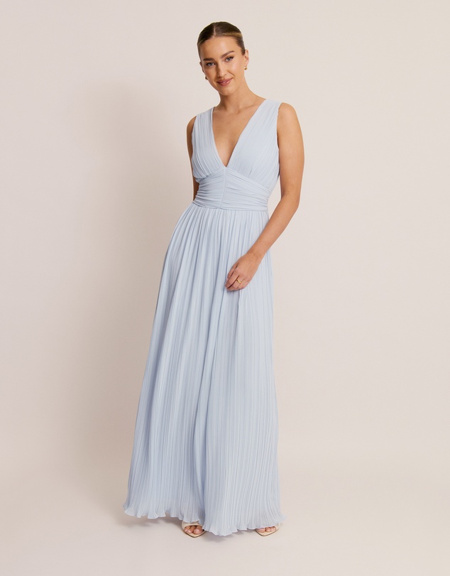 Six Stories - Pleated Plunge Maxi Dress