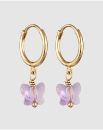 Elli Jewelry - Earrings Hoops Crystal Butterfly 925 Sterling Silver Gold-Plated