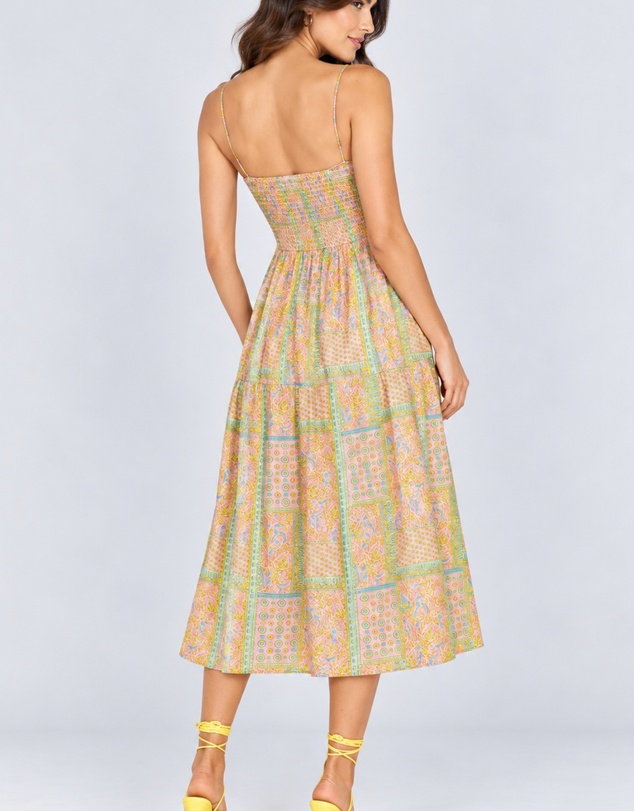 Glamorous - Paisley Smocked Tiered Midi Dress