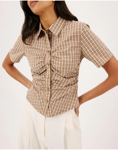 Atmos&Here - Lara Gathered Front Short Sleeve Shirt