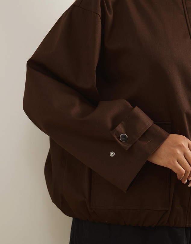 Atmos&Here Curvy - Taya Funnel Neck Twill Bomber Jacket