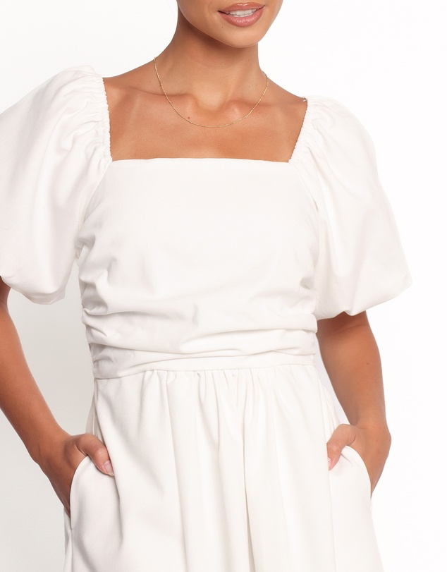 Petal & Pup - Clo Puff Sleeve Midi Dress - White