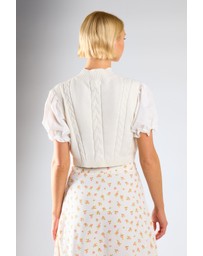 Glamorous - Contrast Puff Sleeves Cropped Knitted Top