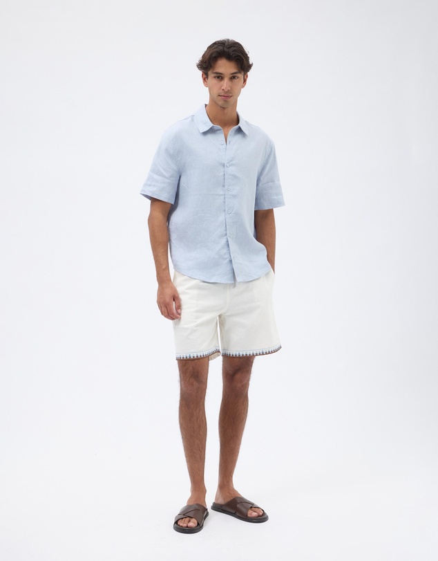 AERE - Relaxed Printed Linen Blend Shorts