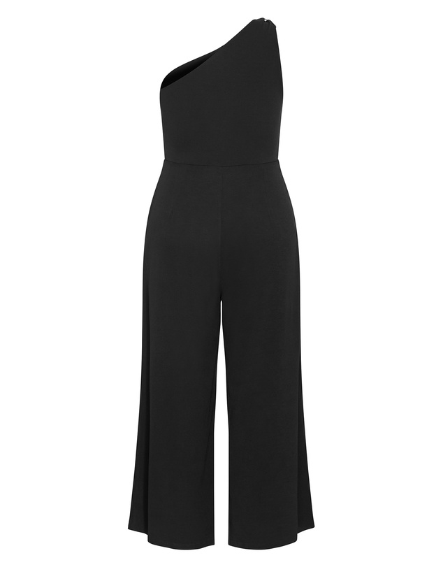 City Chic - Plus size Amber One Shoulder Jumpsuit - black