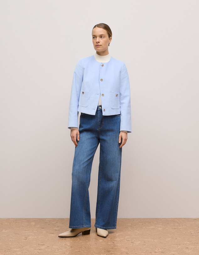 Trenery - Italian Cord Button Front Jacket in Mist Blue