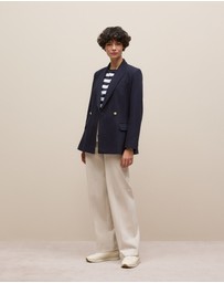 Trenery - Mercerised Cotton Stripe T-shirt in Night Sky