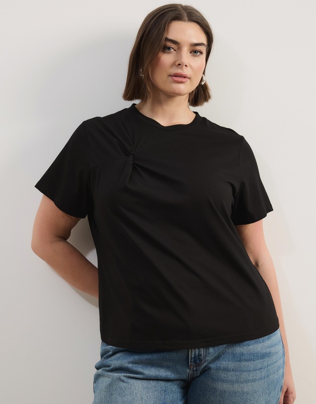 Atmos&Here Curvy - Lorrie Twist Shoulder T-Shirt