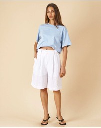CAMIXA - Teesha Oversized Distressed Cotton T-Shirt