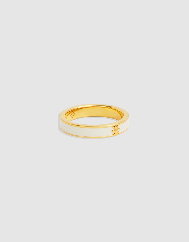 By Charlotte - Born to Bloom Enamel Ring - Bone