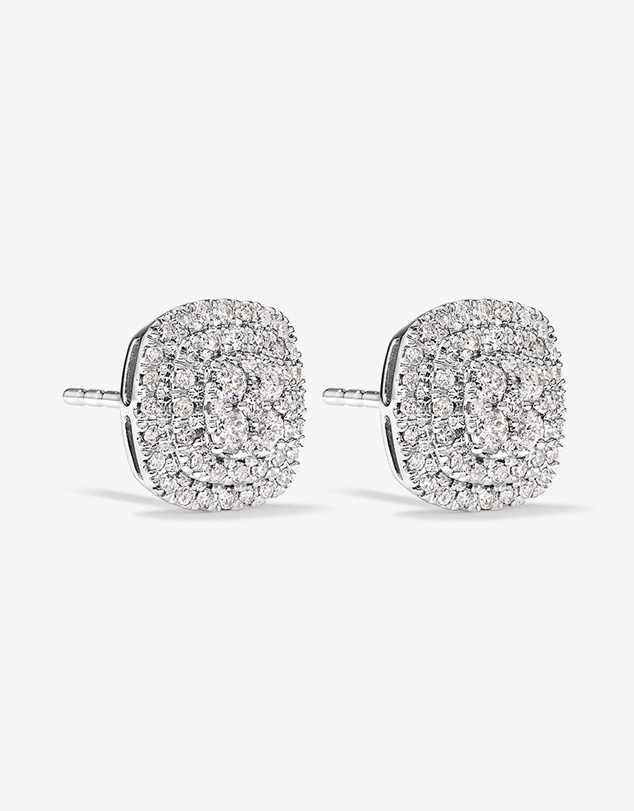 Michael Hill - 0.65 Carat TW Cushion Shaped Diamond Cluster Stud Earrings in 10kt White Gold