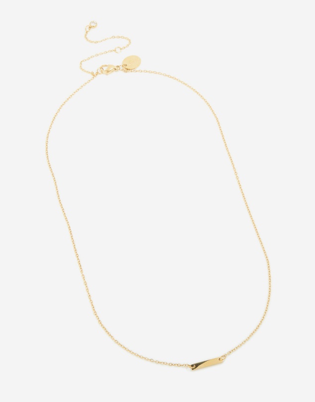 Lovisa - Waterproof Gold Plated Stainless Steel Mini Engravable Bar Necklace