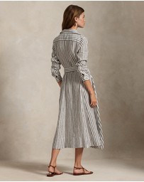 Polo Ralph Lauren - Belted Striped Linen A-Line Shirtdress