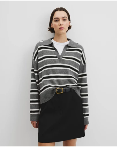 Country Road - Australian Cotton Blend Stripe Knit Polo