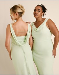Six Stories - Plunge Cowl Front Chiffon Bridesmaid Dress with Neck Scarf