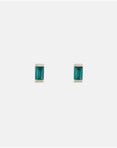 Kirstin Ash - Baguette Birthstone Studs September - London Blue Topaz