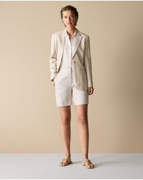 Trenery - Yarn Dyed Stretch Linen Blend Longline Short in Flax
