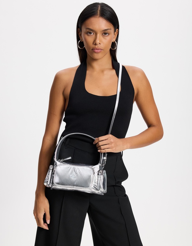 Calvin Klein - Pocket Silver Nylon Small Bag
