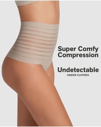 Leonisa - Sheer Stripe Tummy Compression High Waist Thong
